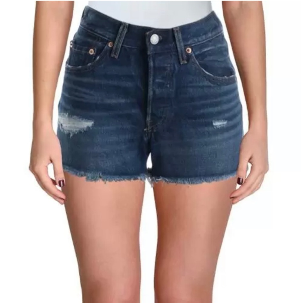 Levi’s 501 Destructed Button Fly Denim Shorts NWOT